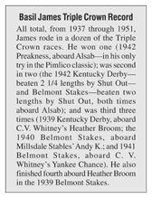 Basil James Triple Crown Record