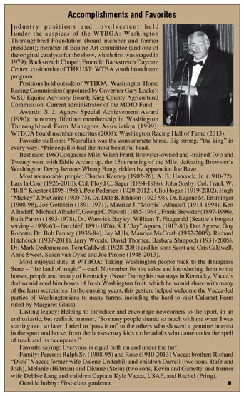 Ralph Vacca - Acconplishments and Favorites